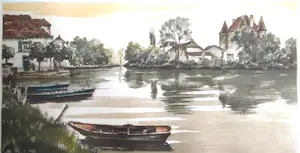 Roger Hebbelinck - 3 etsen : schaapsherder; landelijk tafereel; boten in haven kopen? Bied vanaf 145!