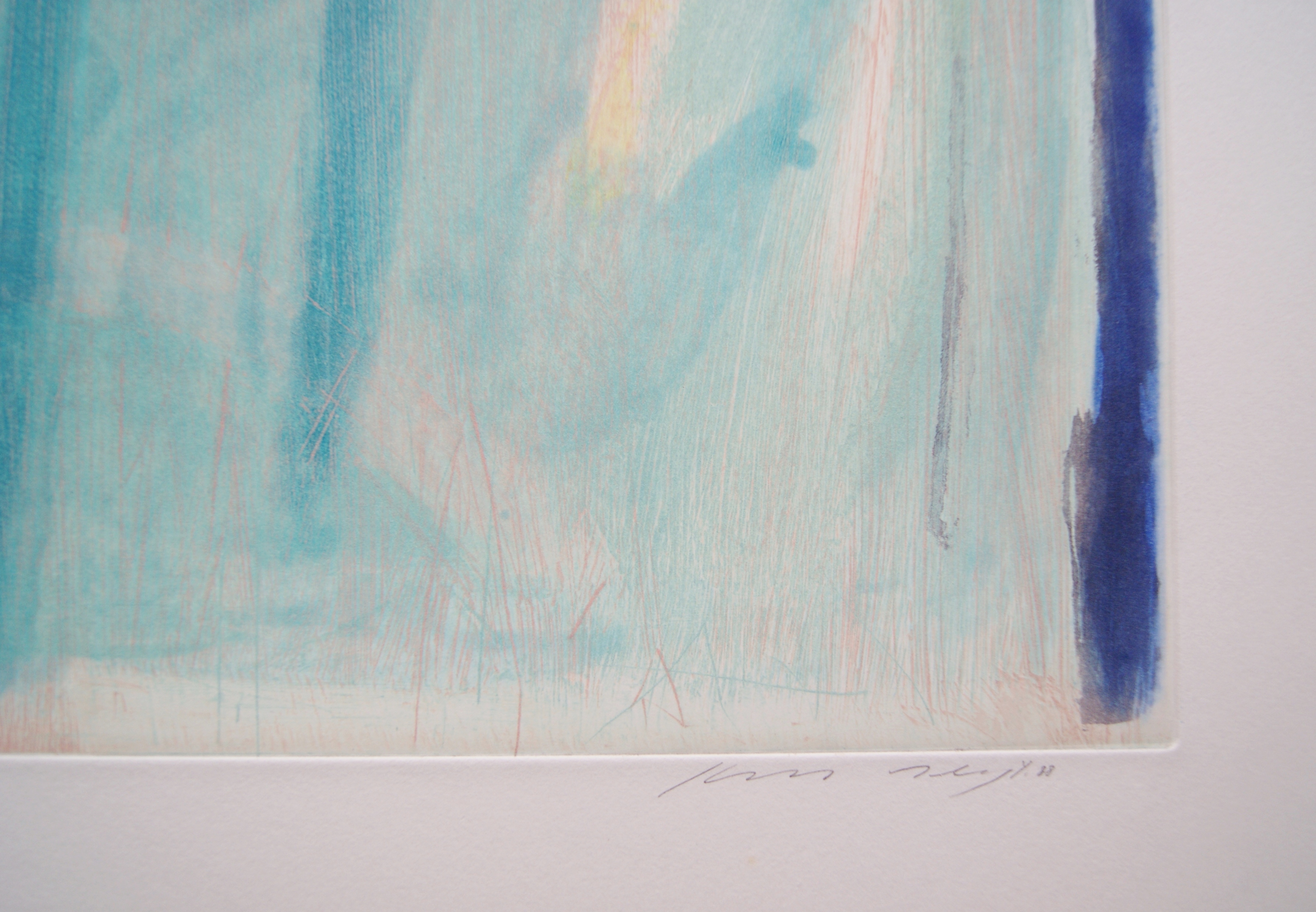 Kees Slegt - kleurenets 'abstract landschap - 1988 kopen? Bied vanaf 50!