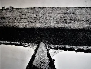 Niet of onleesbaar gesigneerd - Mooie minimalistische ETS "Dijk met schapen" kleine oplage (10) - gesigneerd kopen? Bied vanaf 1!