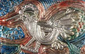 Corneille - Beschilderde zilveren plaquette, Z.T. Vogel verkocht voor € 350!