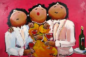 Theo Broeren - Acryl op doek, Het Feestje! (Groot) verkocht voor € 100!