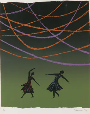 Wally Elenbaas - Zeefdruk, Dansen in de nacht - Ingelijst kopen? Bied vanaf 70!