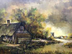 Niet of onleesbaar gesigneerd - Aan het water. verkocht voor € 1!