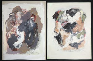 Bert Braam - Gemengde techniek op karton, Lot van twee abstracte composities kopen? Bied vanaf 1!