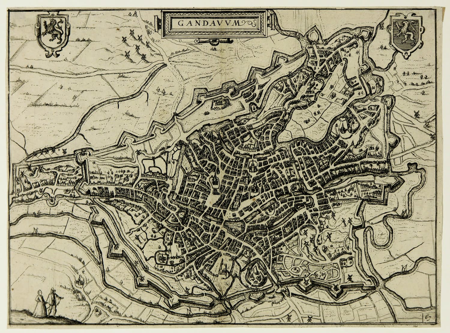 Ludovico Guicciardini - Kopergravure, Gandavum (Gent) verkocht voor € 35!
