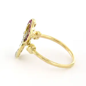 14k gouden ring met robijn en diamant 0.10 ct kopen? Bied vanaf 210!