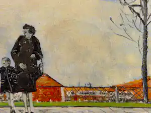 Kees Wolfrat - Groot acrylverf - 1966 - Osdorp Amsterdam - moeder en kind - gesigneerd verkauft für € 74!