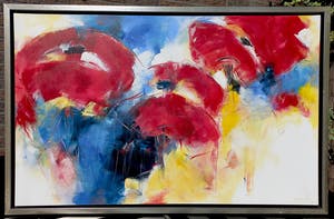 Ria Erckens - Abstracte compositie, acrylverf op doek (zeer groot, mooi ingelijst) kopen? Bied vanaf 350!