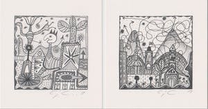 Kurt Josef Haas - Twee handgesigneerde lithografien: Mixed I en II kopen? Bied vanaf 19!