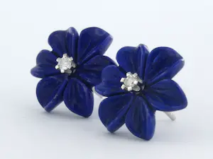 18k wit gouden oorknoppen met lapis lazuli en briljant geslepen diamant 0.08 ct kopen? Bied vanaf 180!