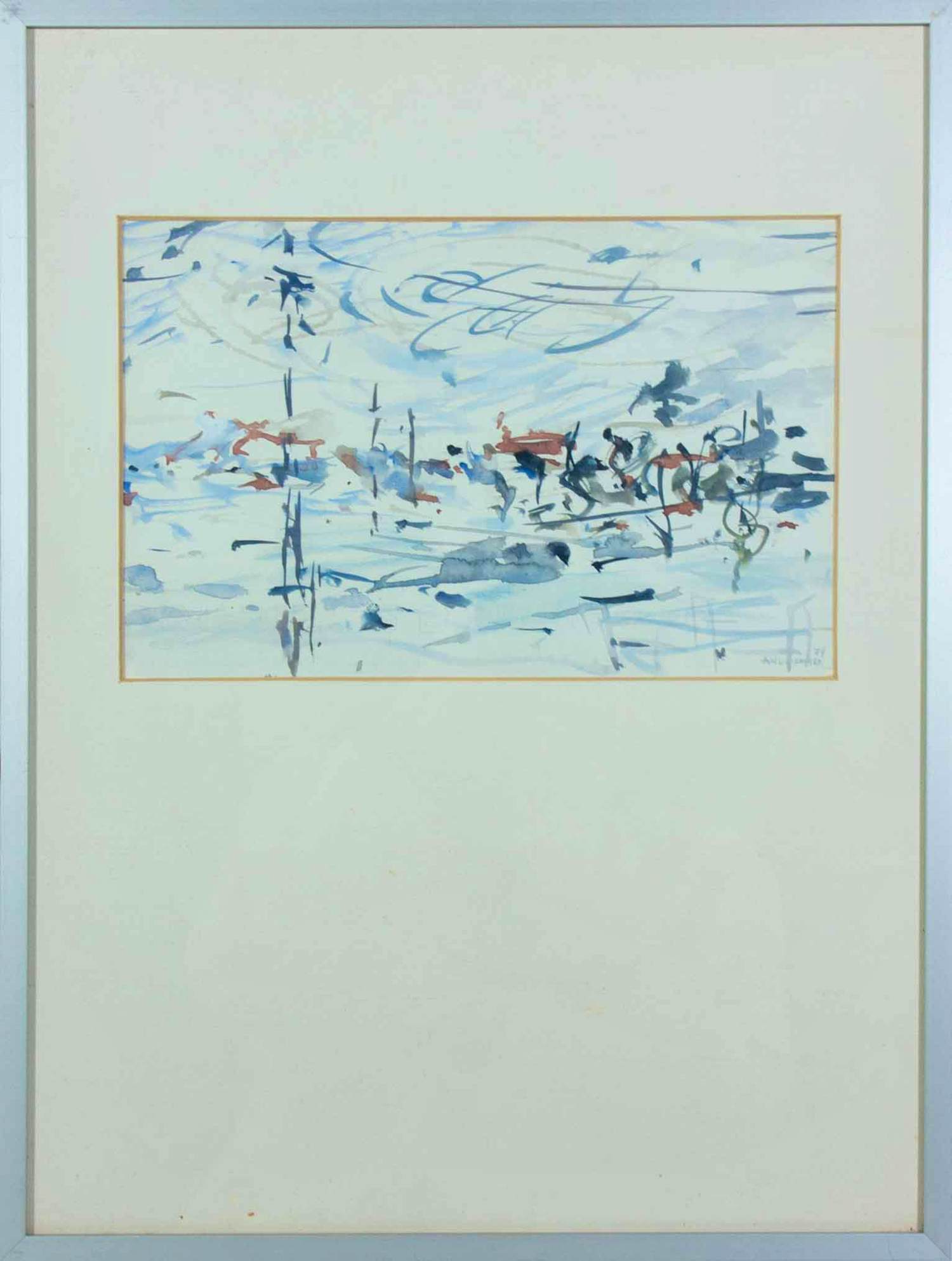 Anton Voorzanger - Aquarel, Winterlandschap - Ingelijst verkocht voor € 100!