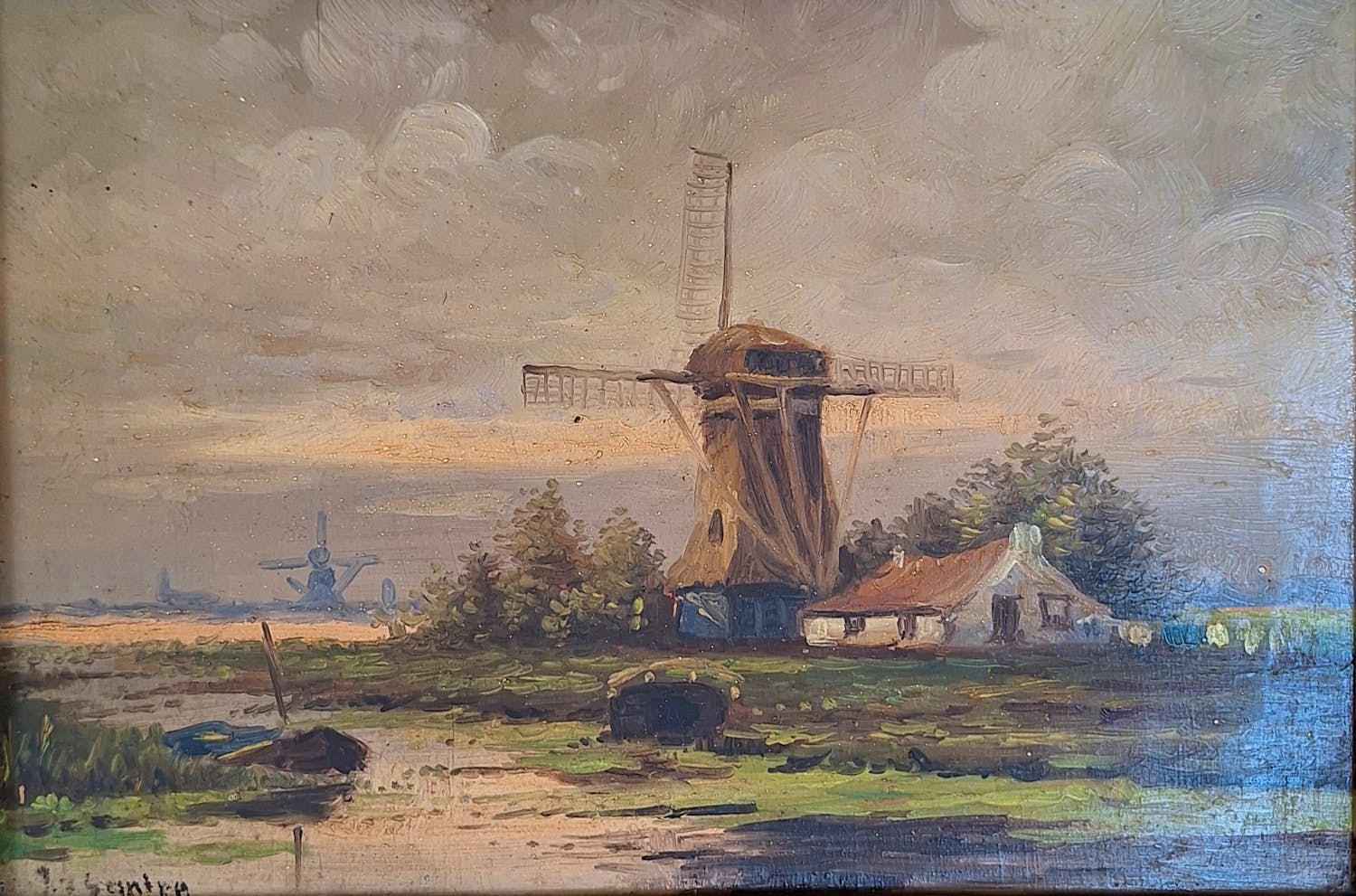 Onbekend - Gesigneerd - Landschap met molens - 19e eeuw kopen? Bied vanaf 10!