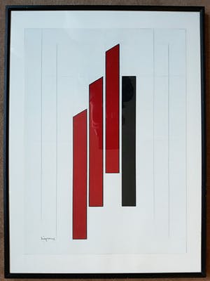 Wim Sinemus - Geometrisch abstracte compositie, gouache (ingelijst) kopen? Bied vanaf 525!