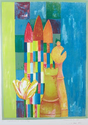 Fenneke van der Elst - Zeefdruk, Tulpentoernooi III toren en loper kopen? Bied vanaf 1!