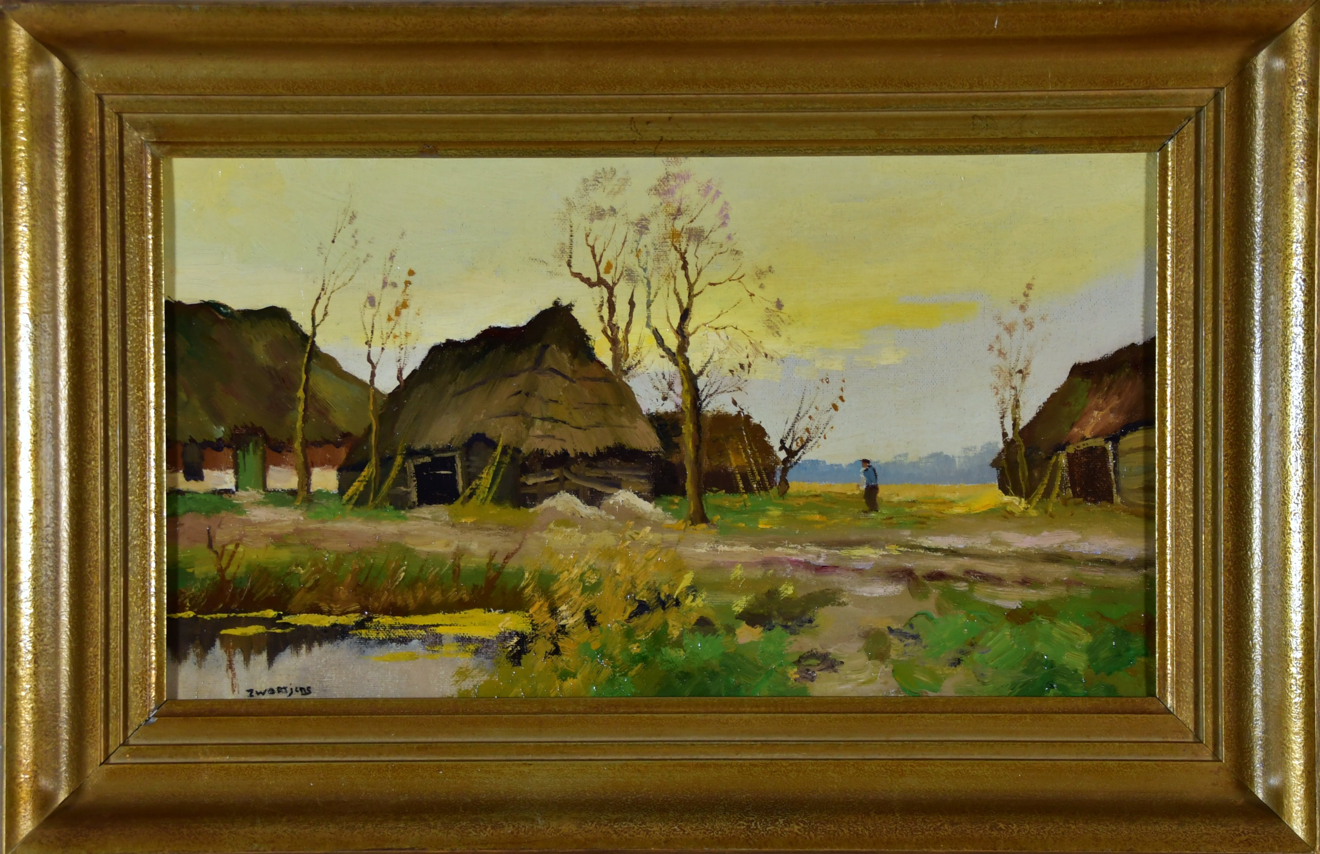 Albert Zwartjes - (1902-1976) - Landschap - Boerenerf - Olieverf op doek - gesigneerd l.o. kopen? Bied vanaf 175!