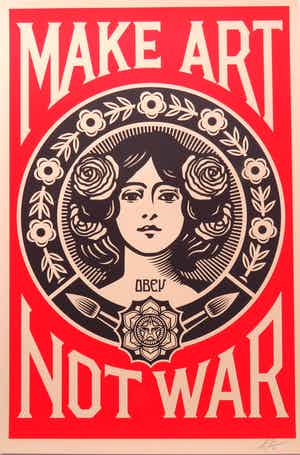Shepard Fairey - Make Art, Not War verkocht voor € 1!