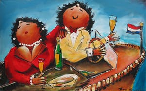 Theo Broeren - Acryl op doek, In 't bootje (Zeer Groot) kopen? Bied vanaf 100!