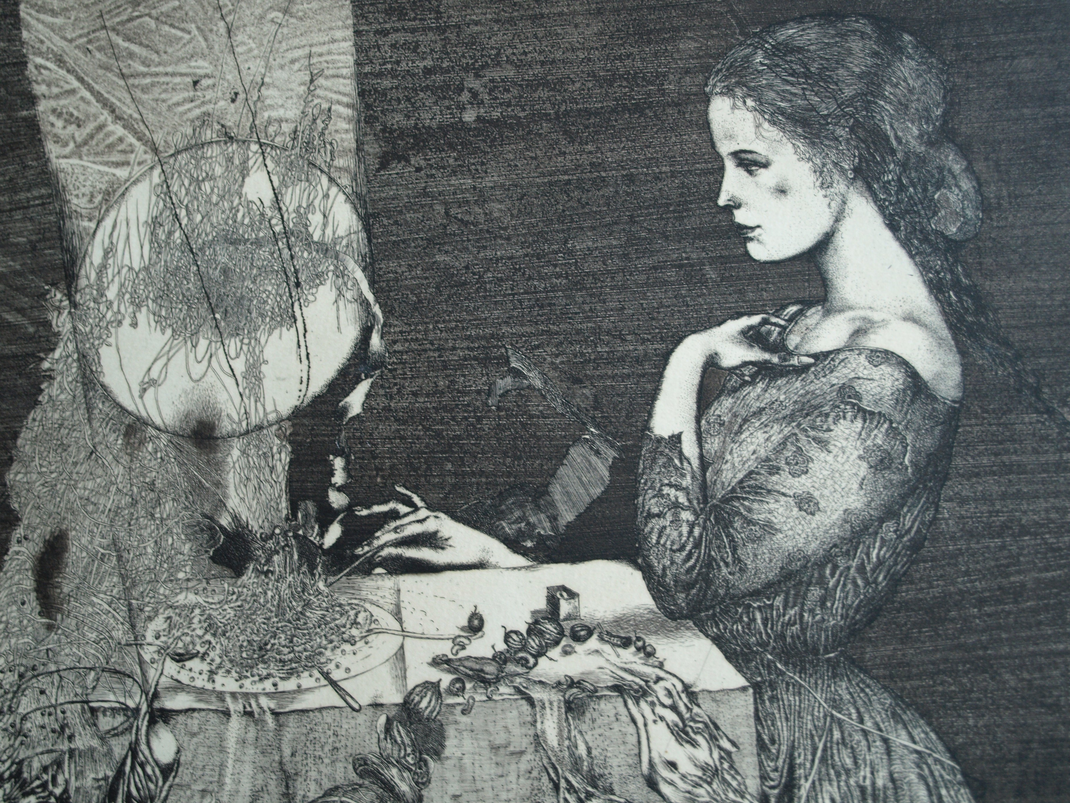 Karol Ondreicka - GROTE ets, “Moeder Aarde” – gesigneerd – 1983 – oplage 13 / 50 verkocht voor € 40!