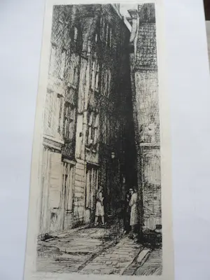 Albert Neuhuys - Langwerpige Ets uit 1935 "Prostituees aan de Schiedamschedijk Rotterdam" gesign. kopen? Bied vanaf 25!