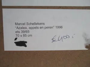 Marcel Schellekens - Mooi ingelijste grote ets "Azalea appels en peren" OPRUIMING kopen? Bied vanaf 85!