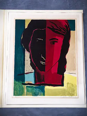 Louis Favre - Fraai kleuren- Litho - "portret vrouw" 1953 - kleine oplage (55) - handgesignrd kopen? Bied vanaf 71!