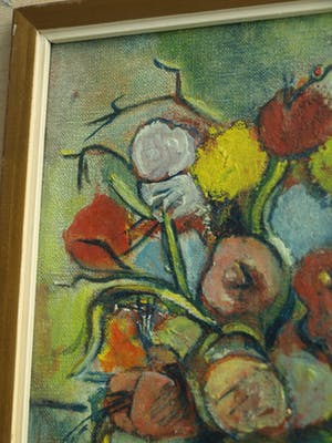 R. Kleijn - Olieverf op doek, Bloemstilleven – gesigneerd en ingelijst – ca 1960? kopen? Bied vanaf 40!