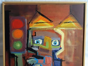 Jasper Banen - Acrylverf op doek, ingelijst , “Stoplicht” – 2002 kopen? Bied vanaf 195!