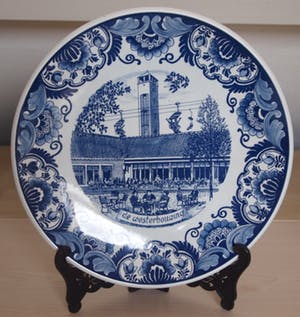 Niet of onleesbaar gesigneerd - Delftsblauw wandbord "De Westerbouwing" in Oosterbeek kopen? Bied vanaf 10!