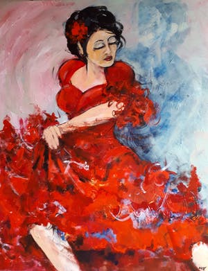 Anke Peddemors - flamenco rood 80x100 kopen? Bied vanaf 75!