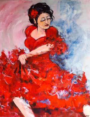 Anke Peddemors - flamenco rood 80x100 verkocht voor € 75!