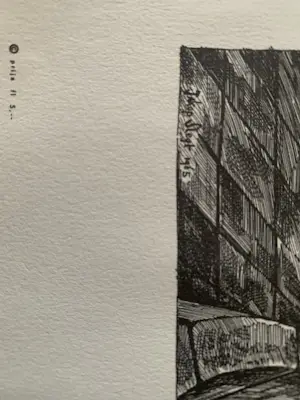 Jakop Slegt - Jakop Slegt - off-set print uit 1965 - Surrealistisch Futuristische Stad kopen? Bied vanaf 70!