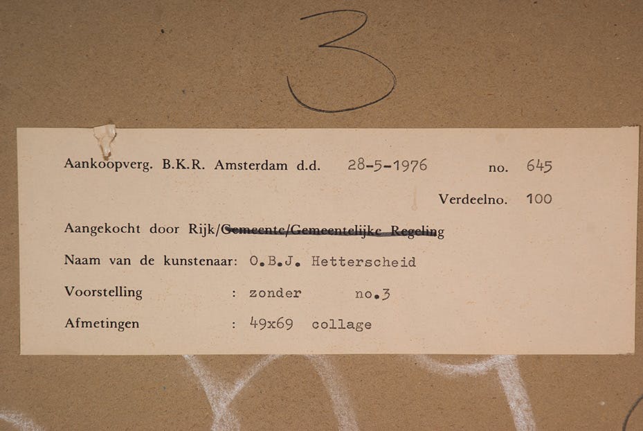 Otto Hetterscheid - Collage van verschillende papiersoorten op karton - Zonder titel kopen? Bied vanaf 28!