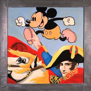 Jan Bollaert - Gemengde techniek op board, Napoleon & Mickey (Zeer Groot) verkocht voor € 100!
