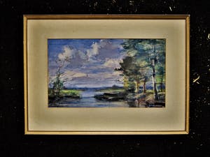 Niet of onleesbaar gesigneerd - Omstreeks 1930 geschilderd impressionistisch rivier landschap gesigneerd kopen? Bied vanaf 1!