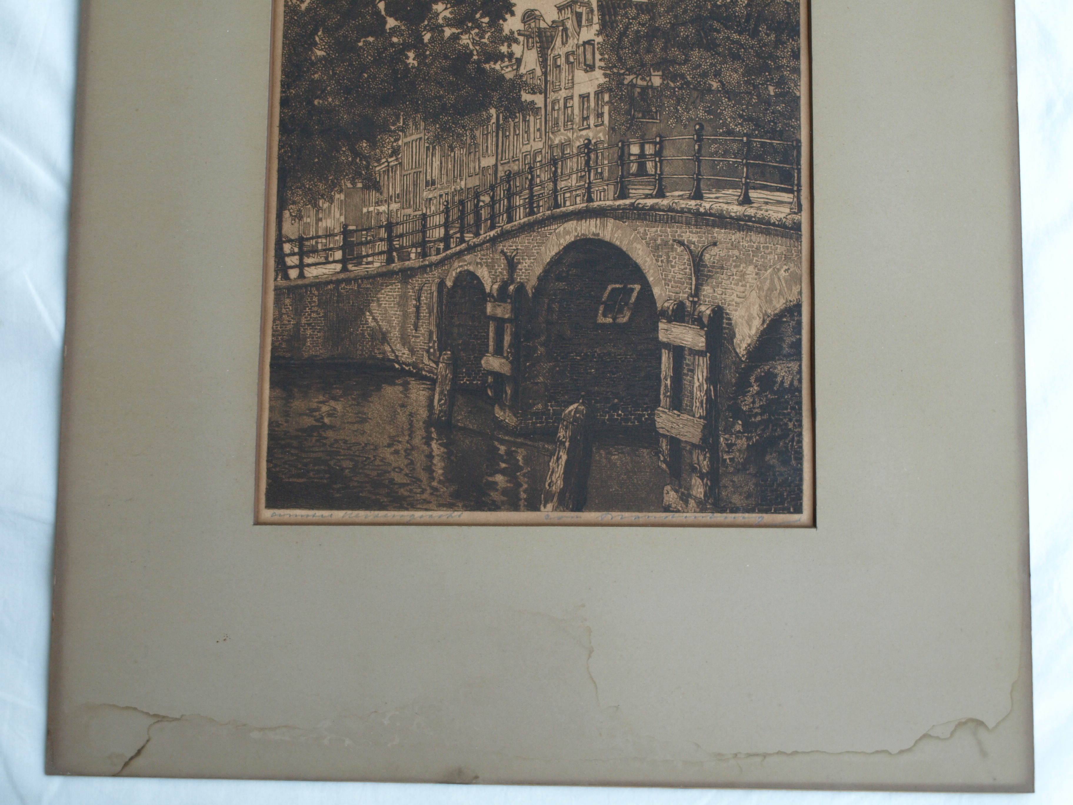 Cornelis Brandenburg - Ets, Amstel en Keizersgracht Amsterdam – gesigneerd  kopen? Bied vanaf 25!