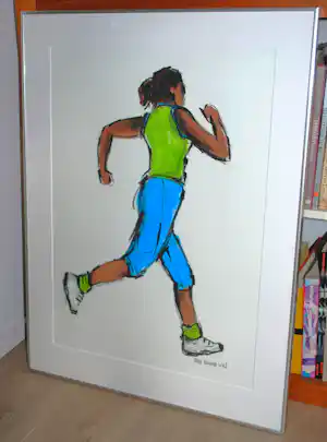 Ellen Meuwese - Hardloopster - "Fitness" - 2008 - groot acrylschilderij (70x50) verkocht voor € 100!
