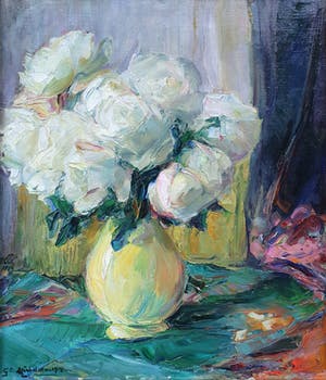 George C. Michelet - Bouquet de roses impressionniste kopen? Bied vanaf 320!