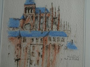 Niet of onleesbaar gesigneerd - Ingelijste tekening , Mont Saint-Michel – gesigneerd - 1996 kopen? Bied vanaf 1!