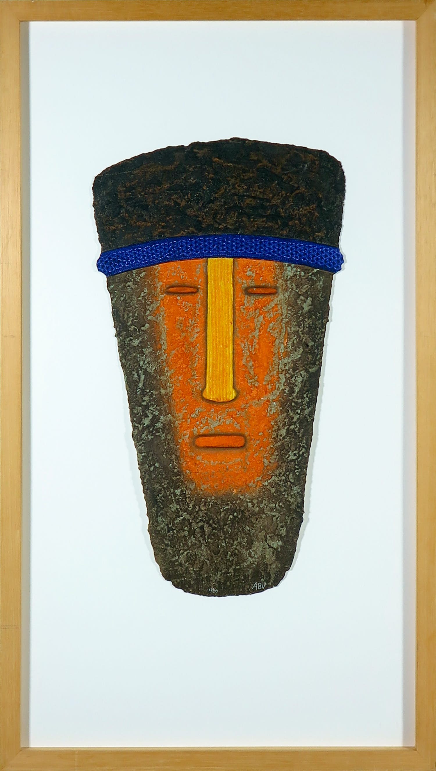 Alain Berck Vitz - Carborundum op geschept papier, Meditation Man - Ingelijst verkocht voor € 50!