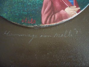 Ferry Slebe - "Hommage aan Melle". Olie op rond paneel kopen? Bied vanaf 50!