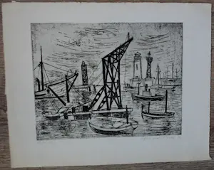 Jos van den Berg - Ets: Haven Nice - 1962 kopen? Bied vanaf 39!