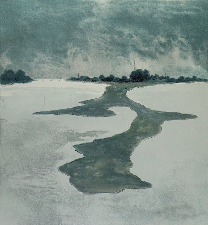 Mart Kempers - Mart Kempers: landschap - lithografie, 1989 verkocht voor € 50!
