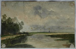 Johan van Hulsteijn - 2x Aquarel , “Landschap met vrouw” – gesigneerd – ca 1885 kopen? Bied vanaf 10!