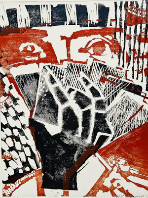 Hans Peter Doebele - Grote 1954 Houtsnede in 2 kleuren "Canasta" - beperkte oplage - gesigneerd kopen? Bied vanaf 48!