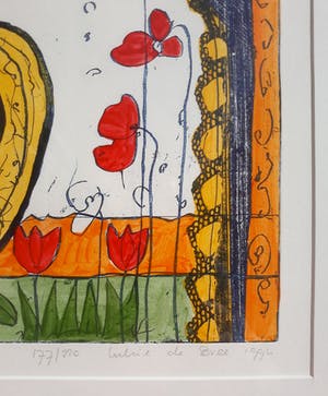 Lukie de Bree - Tuingezicht, ingekleurde ets (netjes ingelijst) kopen? Bied vanaf 50!