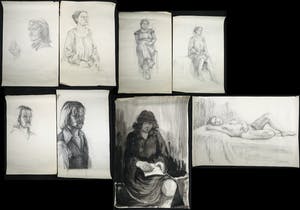 Peter Botterman - Potlood en inkt, Lot van acht studies kopen? Bied vanaf 1!