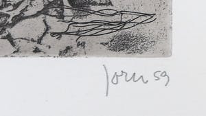 Asger Jorn - Ets en droge naald op handgeschept Japon, Friedhof der Maulwürfe - Ingelijst kopen? Bied vanaf 1!