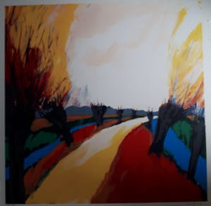 Gerda Elfring - Landschap met wilgen kopen? Bied vanaf 15!