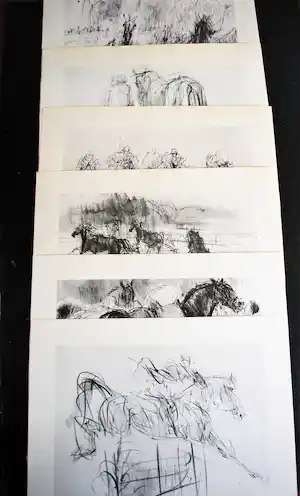 Piet Klaasse - map met 6 litho's paardendraverij verkocht voor € 50!