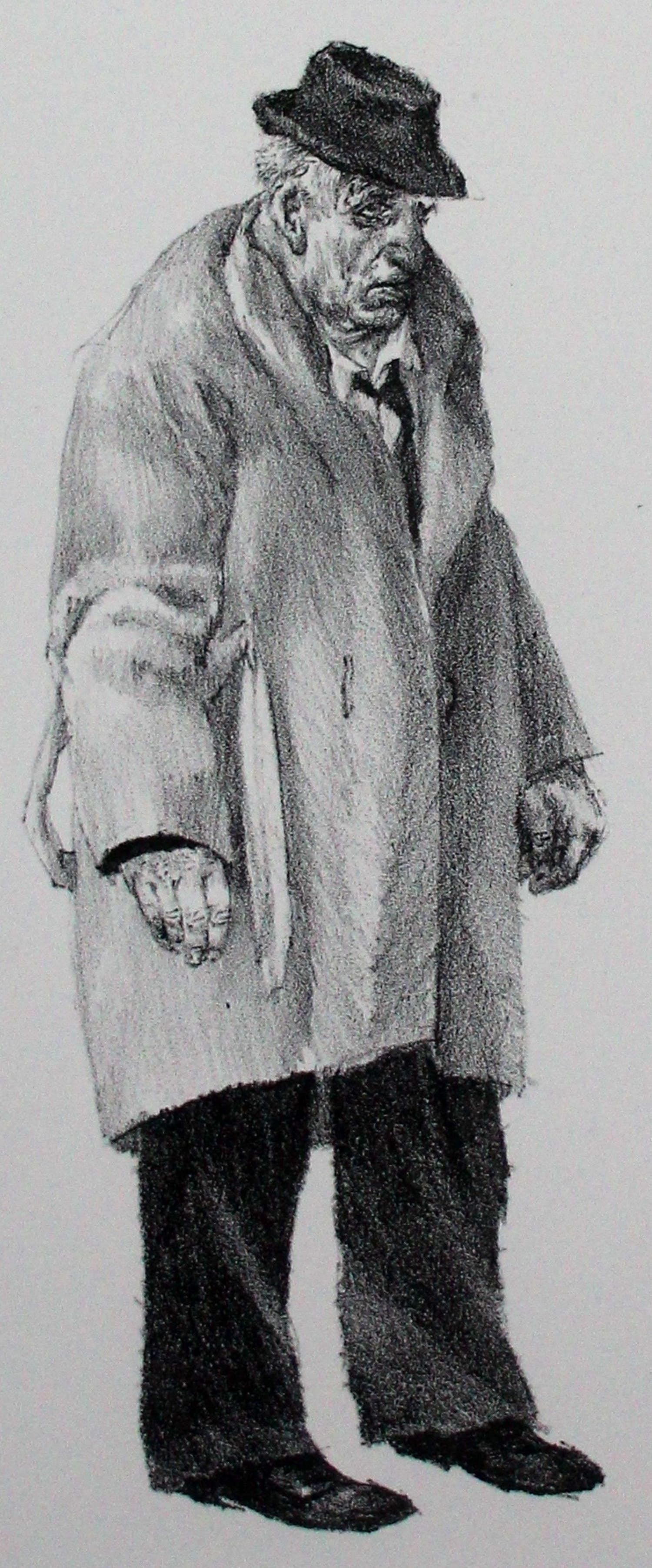 Peter Vos - Litho: Oude lopende man verkocht voor € 75!